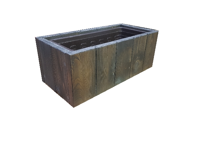 Dřevěný samozavlažovací truhlík patina šedá 45cm