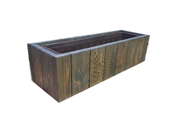 Dřevěný samozavlažovací truhlík patina šedá 65cm