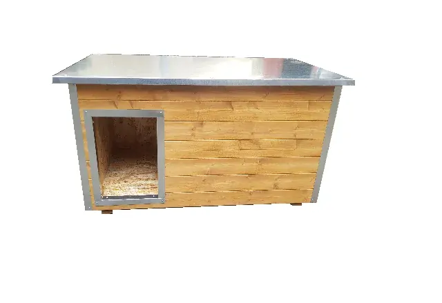 Psí bouda M – zateplená dřevěná bouda pro psa, oplechovaná, 110×60×60 cm