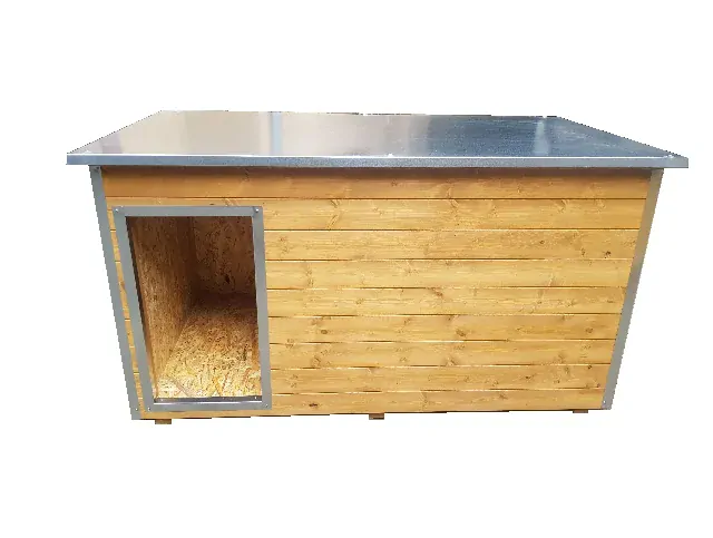 Psí bouda XL – zateplená dřevěná bouda pro psa, oplechovaná, 150×80×80 cm