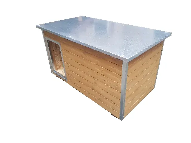 Psí bouda L – zateplená dřevěná bouda pro psa, oplechovaná, 130×70×70 cm