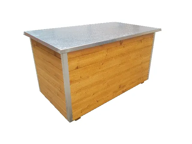 Psí bouda M – zateplená dřevěná bouda pro psa, oplechovaná, 110×60×60 cm