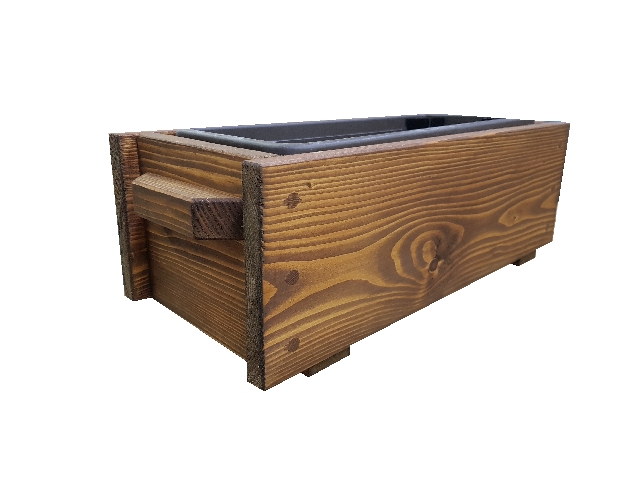 Dřevěný truhlík s madlem 68cm ořech